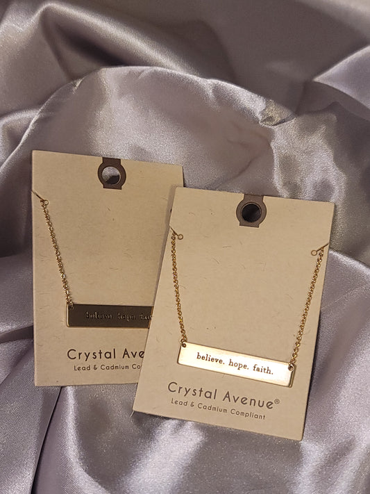 believe, hope, faith necklace